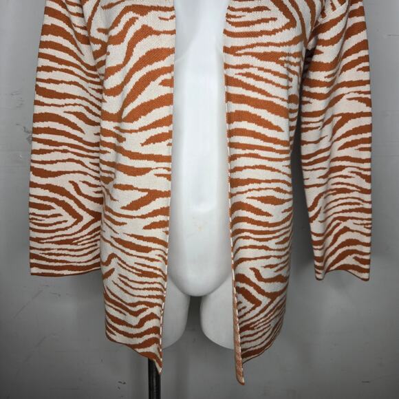 LOFT OUTLET Zebra Print Long Cardigan Orange & White Size SP - Picture 14 of 15